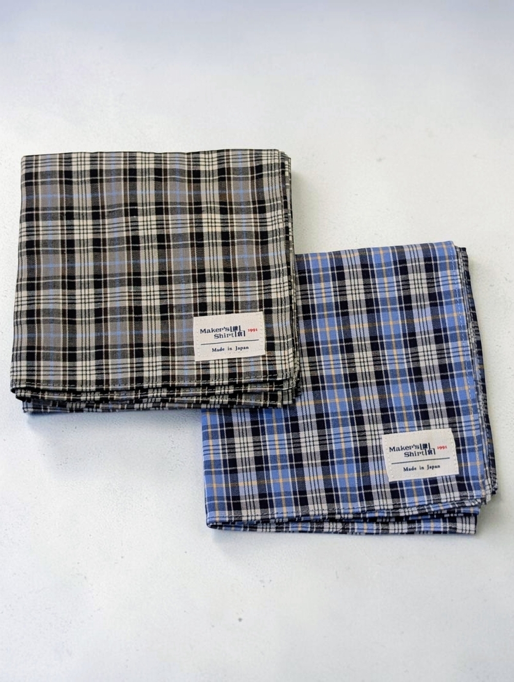 New! Two Plaid Cotton Pocket Square Handkerchiefs